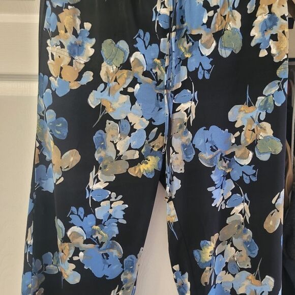Jules And Leopold Bold Print Floral design XLARGE Nwot black Belted carpis pant - Picture 2 of 4
